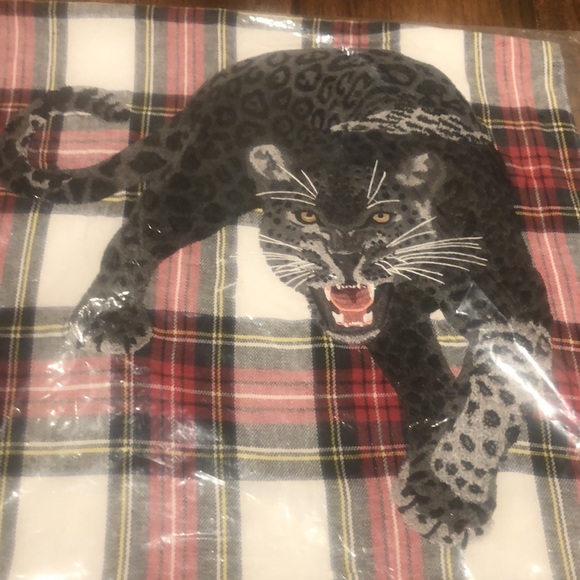 Black Panther embroidered tartan pillow cover William Sonoma home - Picture 7 of 11